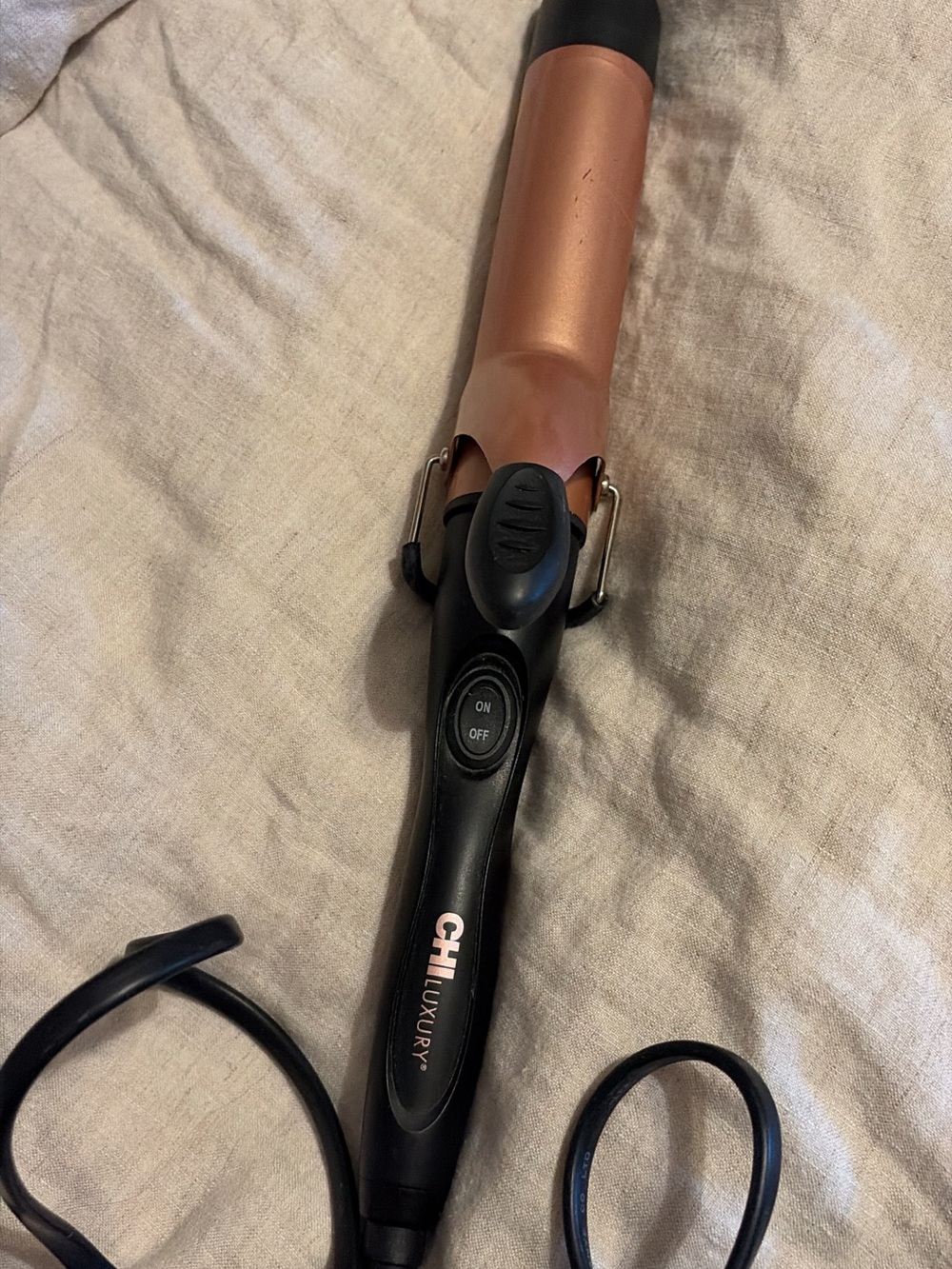 CHI Luxury Rose Gold Curling Iron with Black Handle